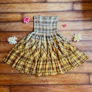 SOLD Vintage y2k  clueless yellow plaid print flared ombré cotton sun dress 🌼